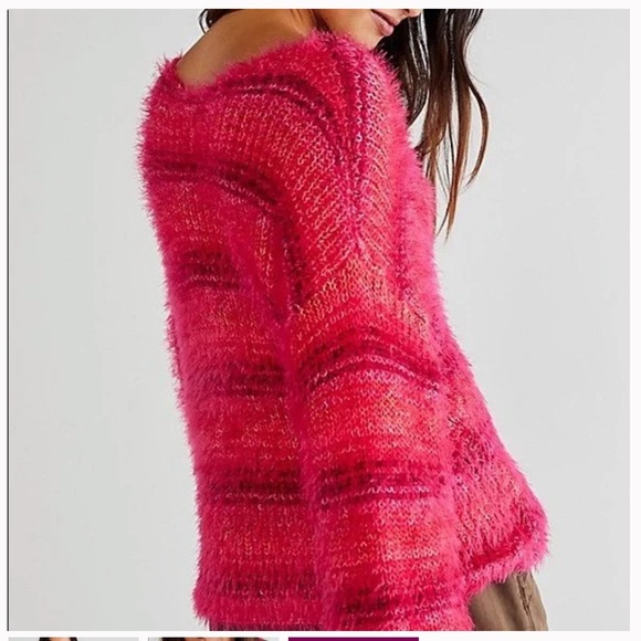 Free People Gelato Pink Combo striped Pullover sweater - Picture 3 of 4